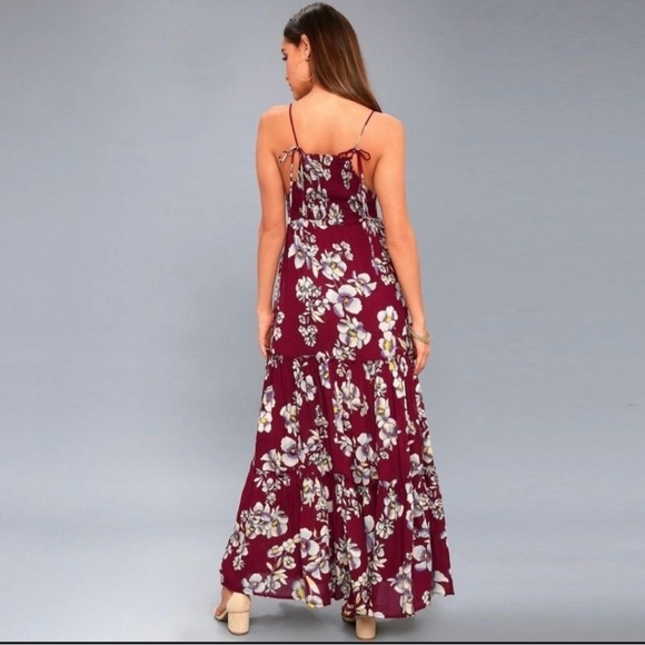 Floral Burgundy Maxi Dress - Picture 3 of 10